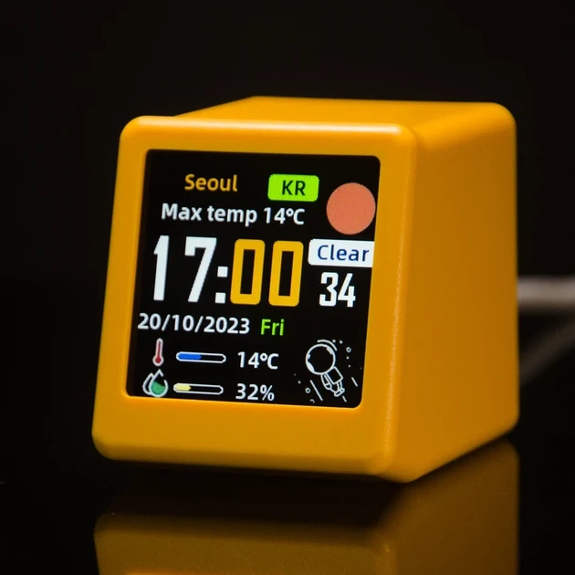 Часы-метеостанция GeekMagic SmallTV-Ultra с IPS-дисплеем и Wi-Fi Yellow (3_08634) - изображение 7