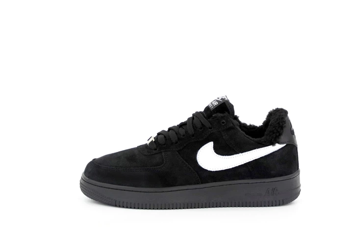 Кроссовки зимние мужские Ni Air Force 1 black с мехом / кеды Най аир Форс 1 черные на меху 41 - изображение 2