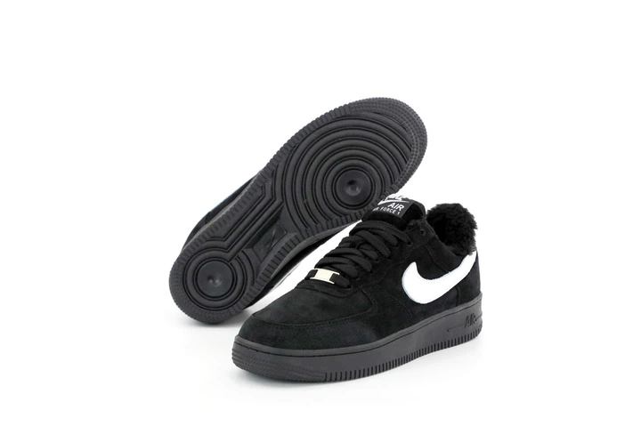 Кроссовки зимние мужские Ni Air Force 1 black с мехом / кеды Най аир Форс 1 черные на меху 41 - изображение 4