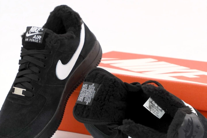 Кроссовки зимние мужские Ni Air Force 1 black с мехом / кеды Най аир Форс 1 черные на меху 41 - изображение 7
