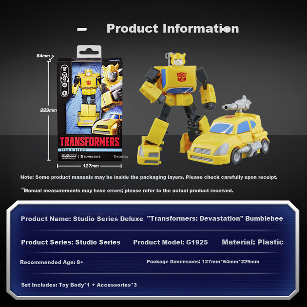 Фигурка-трансформер «Бамблби» G1925, серия Studio Deluxe, для мальчиков - изображение 5