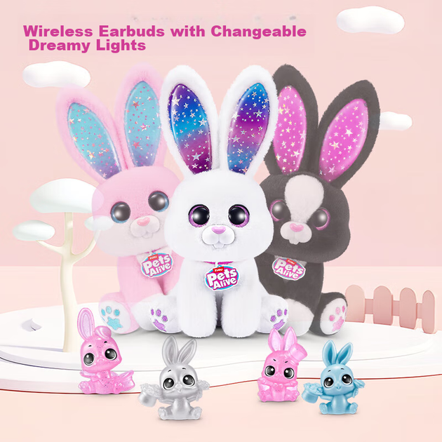 Интерактивная светящаяся музыкальная игрушка-сюрприз ZURU Pet Magic Bonnie Rabbit Surprise Blind Box — прекрасный подарок на день рождения для девочки. - изображение 8