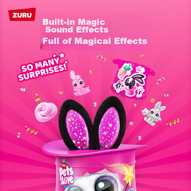 Интерактивная светящаяся музыкальная игрушка-сюрприз ZURU Pet Magic Bonnie Rabbit Surprise Blind Box — прекрасный подарок на день рождения для девочки. - изображение 9