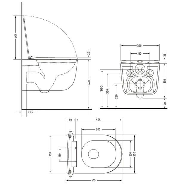 Унитаз подвесной Qtap Taurus Ultra Quiet 515×360×350 мм, White, с сиденьем Slim Duroplast / Soft-close / Quick Release QTTAU26W49116 - изображение 2