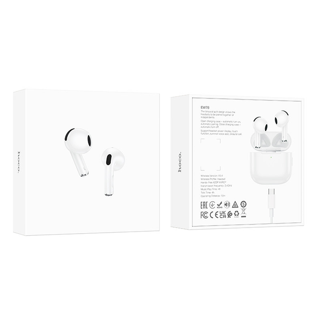Навушники бездротові HOCO EW78 True wireless stereo headset BT5.4 White - Фото 1 Навушники бездротові HOCO EW78 True wireless stereo headset BT5.4 White - изображение 1