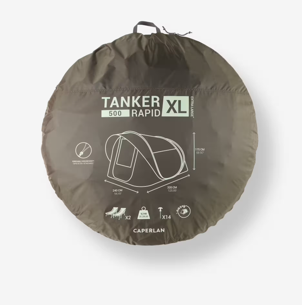 Швидкозбірний Намет для Рибалки CAPERLAN Tanker Rapid XL 320 см х 240 см х 175см Ловля Карпа Зелений - зображення 8