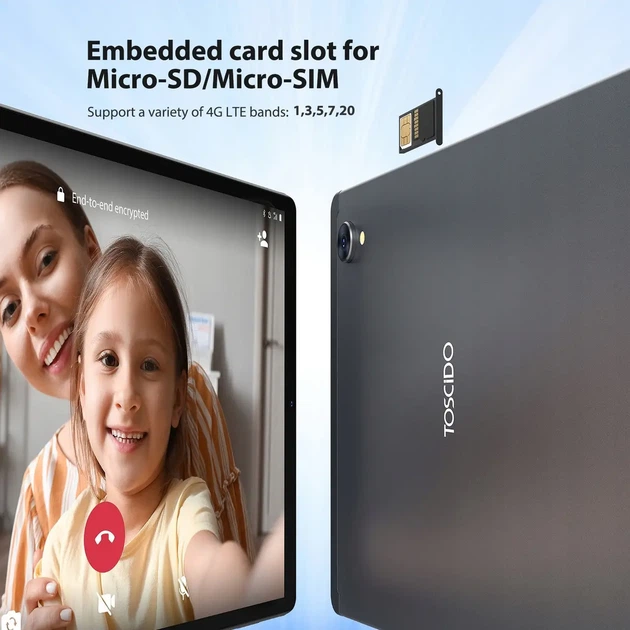 Планшет 10.3" TOSCIDO T26-EEA 6/128GB 4G LTE Full HD Android 12 8000 mAh Black - Фото 3 Планшет 10.3" TOSCIDO T26-EEA 6/128GB 4G LTE Full HD Android 12 8000 mAh Black - изображение 3
