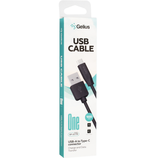 Кабель USB Gelius One GP-UC119 (1m) Type-C Black - зображення 2