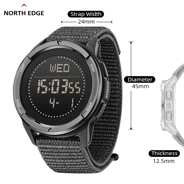 Тактичний годинник North Edge ALPS Black з компасом водонепроникний - изображение 3