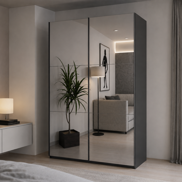 Шкаф купе Doros G-Caiser Антрацит 2 Зеркала / 3 части 160х60х240 (42005409) (DRS-012242) - Фото 3 Шкаф купе Doros G-Caiser Антрацит 2 Зеркала / 3 части 160х60х240 (42005409) (DRS-012242) - изображение 3