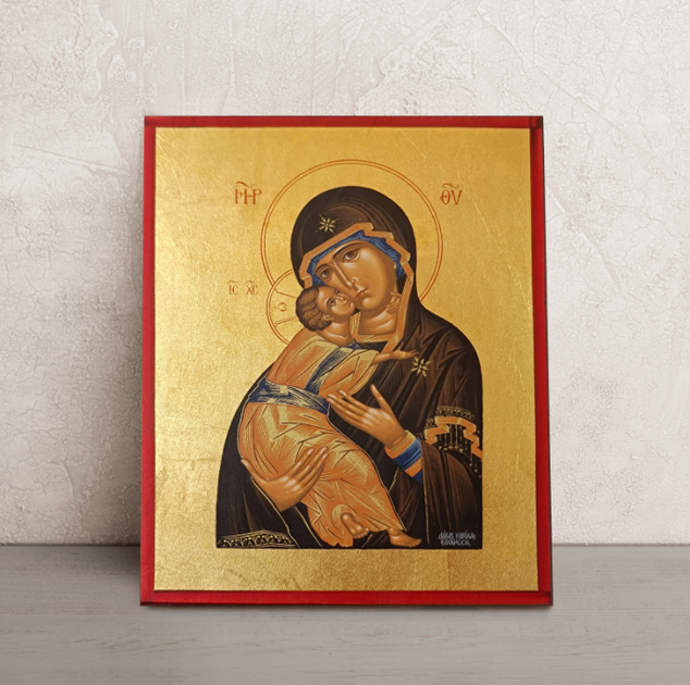 Писана Володимирська ікона Божої Матері (Вишгородська) 15×19 см - Фото 1 Писана Володимирська ікона Божої Матері (Вишгородська) 15×19 см - зображення 1