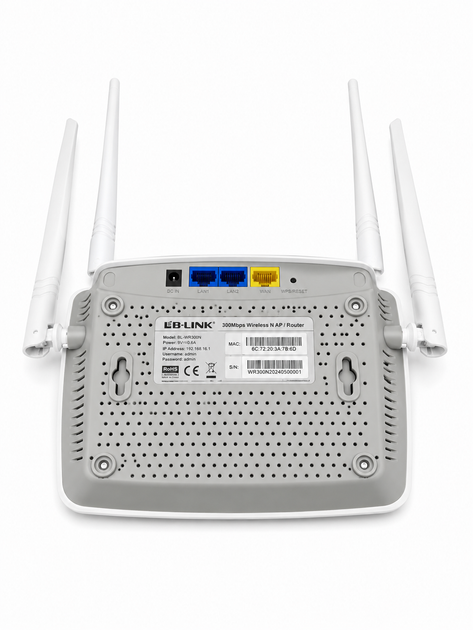 Роутер Wi-Fi 300 Мбит/с 2.4 ГГц с 4 антеннами 5 dBi, LAN портами и поддержкой до 64 устройств - Фото 4 Роутер Wi-Fi 300 Мбит/с 2.4 ГГц с 4 антеннами 5 dBi, LAN портами и поддержкой до 64 устройств - изображение 4
