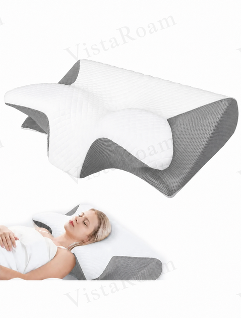 Ортопедическая подушка Memory Foam для шеи и плеч 62×37-8-12 см, форма бабочка, эффект памяти 1300 гр KT7006279 - Фото 6 Ортопедическая подушка Memory Foam для шеи и плеч 62×37-8-12 см, форма бабочка, эффект памяти 1300 гр KT7006279 - изображение 6