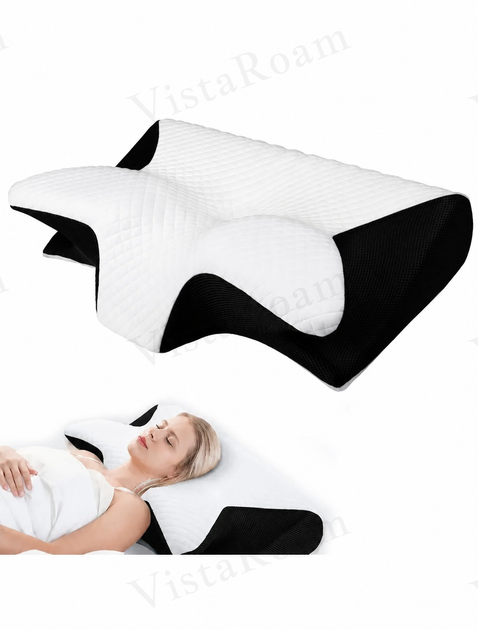 Ортопедическая подушка Memory Foam для шеи и плеч 62×37-8-12 см, форма бабочка, эффект памяти 1300гр KT7006278 - изображение 8