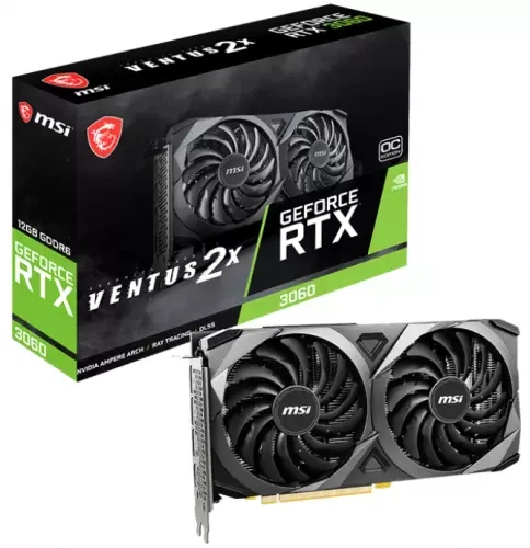 Відеокарта GeForce RTX 3060, MSI, VENTUS 2X OC, 12Gb GDDR6, 192-bit, HDMI/3xDP, 1807/15000 MHz, 8-pin (RTX 3060 VENTUS 2X 12G OC) - Фото 1 Відеокарта GeForce RTX 3060, MSI, VENTUS 2X OC, 12Gb GDDR6, 192-bit, HDMI/3xDP, 1807/15000 MHz, 8-pin (RTX 3060 VENTUS 2X 12G OC) - изображение 1