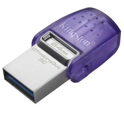 Флеш накопичувач USB 64Gb Kingston DataTraveler microDuo 3C, Purple, Type-C / USB 3.2 Gen 1, до 200 МБ/с (DTDUO3CG3/64GB) - изображение 2