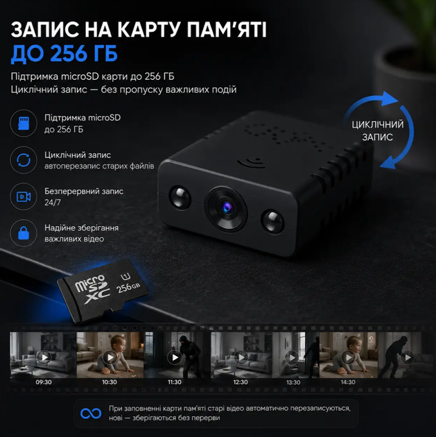 Міні WiFi камера відеоспостереження 1080P, прихована IP камера з датчиком руху, нічне бачення, компактна - Фото 4 Міні WiFi камера відеоспостереження 1080P, прихована IP камера з датчиком руху, нічне бачення, компактна - зображення 4