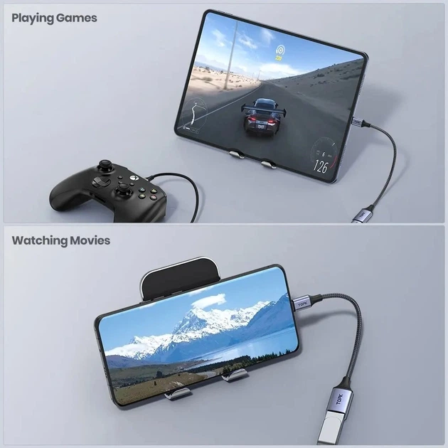 OTG кабель-переходник TOPK A10 с Type-C на USB 2.0, серый - изображение 4