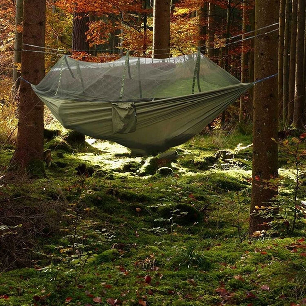 Туристический гамак до 200 кг с москитной сеткой HAMMOCK NET, Хаки - Фото 8 Туристический гамак до 200 кг с москитной сеткой HAMMOCK NET, Хаки - изображение 8