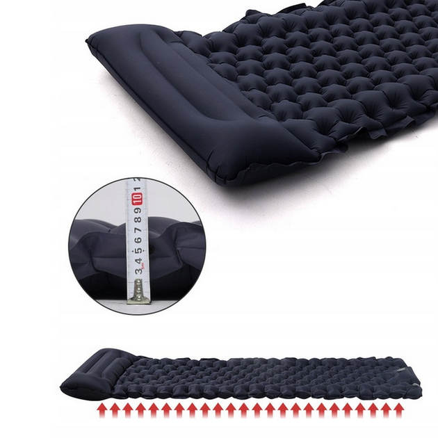 Надувной туристический коврик каремат (188х58х6 см) Outdoor Sleeping Black - Фото 8 Надувной туристический коврик каремат (188х58х6 см) Outdoor Sleeping Black - изображение 8