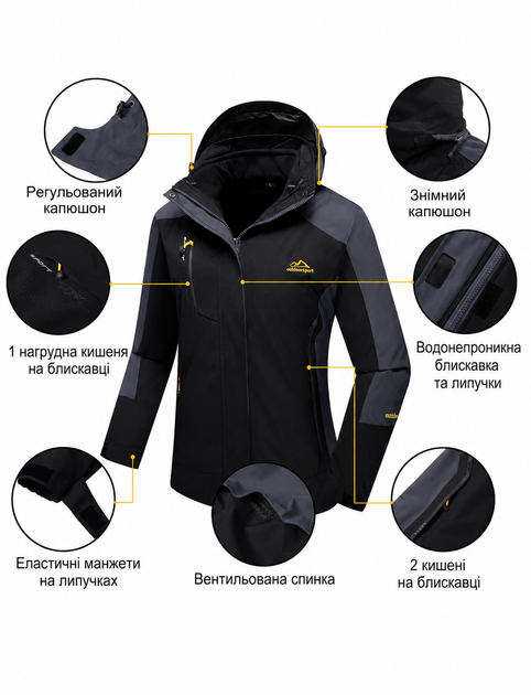 Жіноча зимова куртка Layer Pro 3 в 1 чорна 2XL - зображення 4