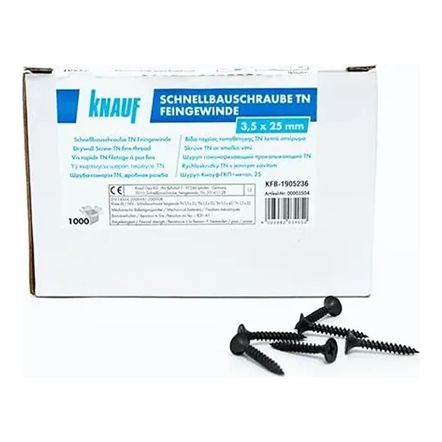 Шуруп Knauf Schnellbauschraube Feingewinde TN 3 5х35 (уп. 1000 шт) - Фото 1 Шуруп Knauf Schnellbauschraube Feingewinde TN 3 5х35 (уп. 1000 шт) - изображение 1