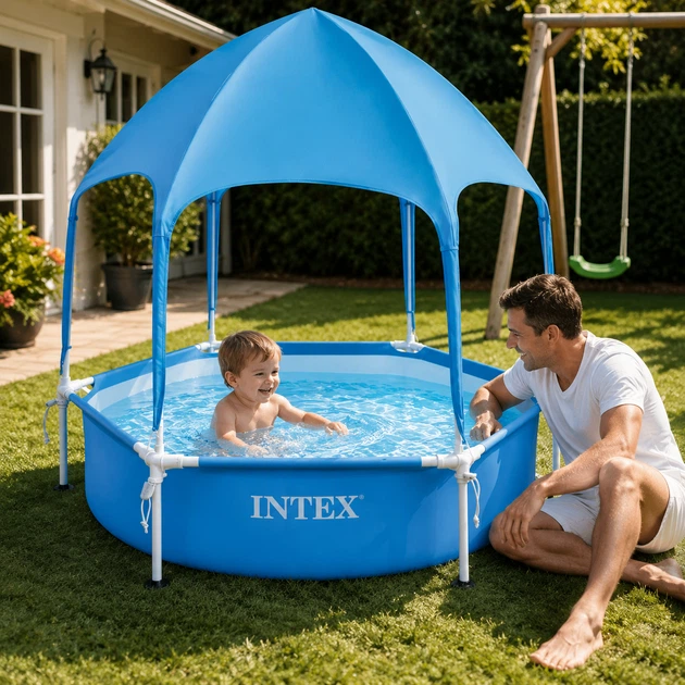 Каркасный бассейн Intex Prism Frame 28209 183×38 см 700 л с тентом-зонтом - изображение 3