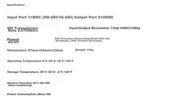 Конвертер BIAZE HQ18 SDI–HDMI с сквозным виходом SDI - изображение 16