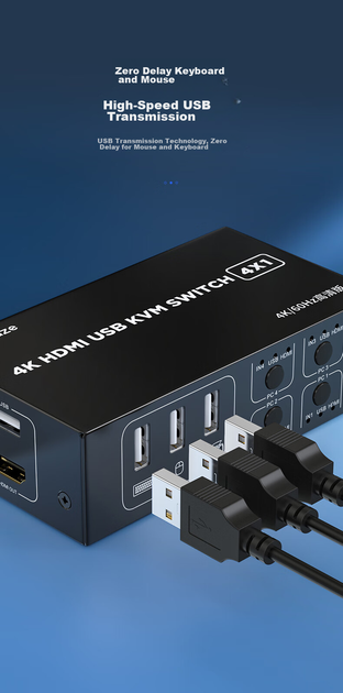 KVM-перемикач Biaze KVM09 4-портовий HDMI-USB 4K 60 Гц - зображення 7