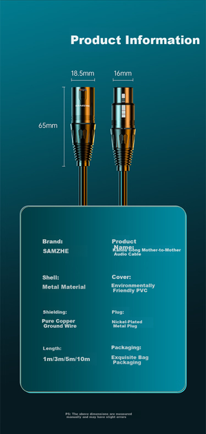 Мікрофонний кабель SAMZHE SKN-100 XLR Male - XLR Female 10 м Black - зображення 12
