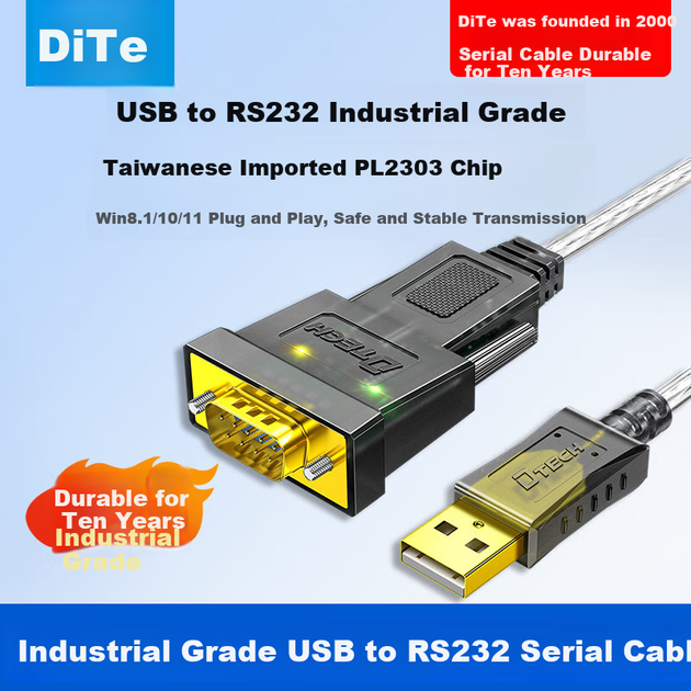 Кабель DTECH DT-5002E USB - RS-232 DB9 PL2303 0.5 м - изображение 2