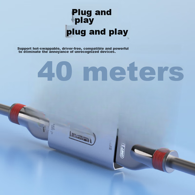 Удлинитель сигнала HDMI Unitek V166A 4K 60 Гц, 40 м, серебристый - изображение 5