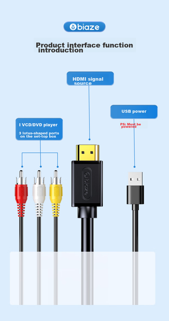 Конвертер Biaze AV—HDMI ZH260-2m 1920×1080 черный - изображение 3