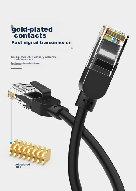 Патч-корд CHOSEAL QS5062E Cat 6 1 Гбит/с 30 м Черный (QS5062ET30) - изображение 12
