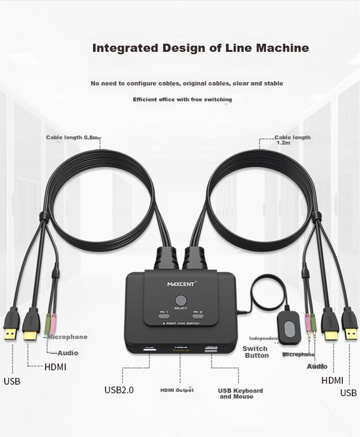 KVM-перемикач MAXCENT AE-102HA 2-портовий HDMI-USB з підтримкою звуку - Фото 6 KVM-перемикач MAXCENT AE-102HA 2-портовий HDMI-USB з підтримкою звуку - зображення 6
