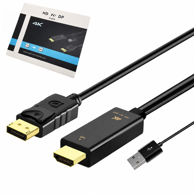 Кабель-конвертор HDMI to DisplayPort 4K 1.8м 45661 - Фото 5 Кабель-конвертор HDMI to DisplayPort 4K 1.8м 45661 - изображение 5