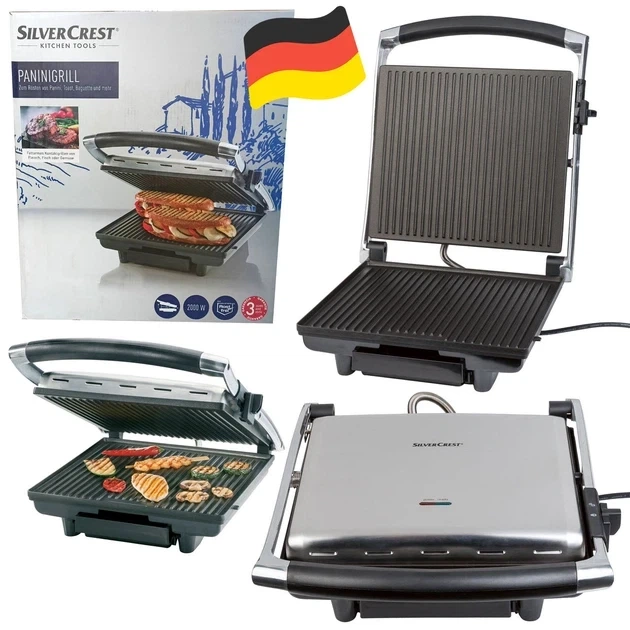 Электрический гриль прижимной SilverCrest SPM 2000 E2 Panini (2000 Вт, XXL, антипригарное покрытие ILAG - изображение 4