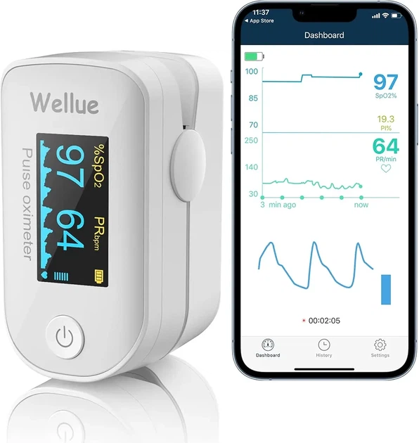 Пульсоксиметр Wellue Bluetooth, измеритель SpO₂ и пульса с приложением ViHealth, OLED-дисплей, для Android и iOS - изображение 2