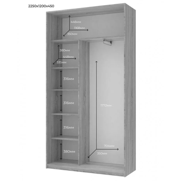 Шкаф-купе в спальню Doros 120х45х225 см Кашемир - изображение 2