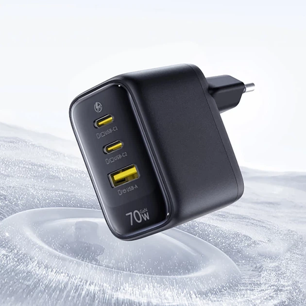Сетевое зарядное устройство Baseus EnerFill FE22 70W 2x USB-C + USB-A Black (6942521209712) - Фото 12 Сетевое зарядное устройство Baseus EnerFill FE22 70W 2x USB-C + USB-A Black (6942521209712) - изображение 12
