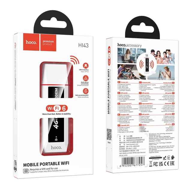 Портативний модем WiFi роутер hoco. HI43 2.4 GHz SIM до 150 Mbps акумулятор 2100 mAh ABS корпус білий для дому офісу - Фото 2 Портативний модем WiFi роутер hoco. HI43 2.4 GHz SIM до 150 Mbps акумулятор 2100 mAh ABS корпус білий для дому офісу - изображение 2