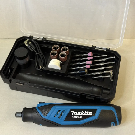 Аккумуляторный мини гравер Makita 4 В для гравировки 25000 об мин дримель портативный 2 А·ч шлифмашина прямая 3.2 мм для полировки заточки зачистки металла дерева пластика камня с регулировкой скорости 5 режимами 42 насадками кейсом - изображение 2
