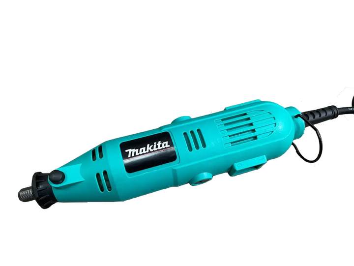 Гравер Makita GD0605 300 Вт электрический прямой шлифовальный инструмент 35000 об мин с регулировкой скорости цангой 3.2 мм мини гравером 12 В набором 236 насадок гибким валом для гравировки шлифовки резки сверления в кейсе - изображение 6