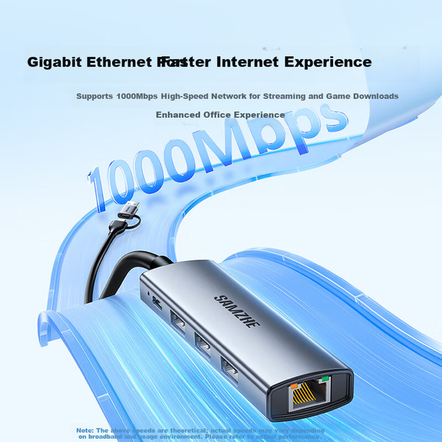 Док-станція Sanze HWK1-Q 5 в 1 USB 3.0 золотиста - зображення 5