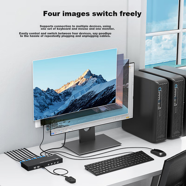KVM-перемикач MT-Viki MT-HK401 4-портовий HDMI 4K при 60 Гц - Фото 3 KVM-перемикач MT-Viki MT-HK401 4-портовий HDMI 4K при 60 Гц - зображення 3