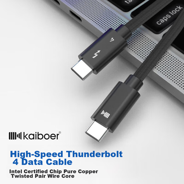 Кабель Kaiboer US004 USB Type-C - USB Type-C Thunderbolt 4 8K 60 Гц 2 м - Фото 4 Кабель Kaiboer US004 USB Type-C - USB Type-C Thunderbolt 4 8K 60 Гц 2 м - изображение 4
