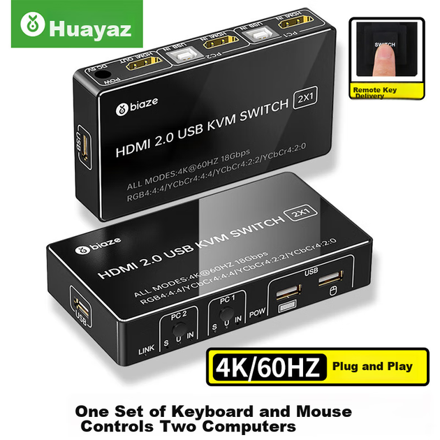 KVM-перемикач Biaze KVM08 2-портовий HDMI 4K 60 Гц (100013958899) - зображення 2
