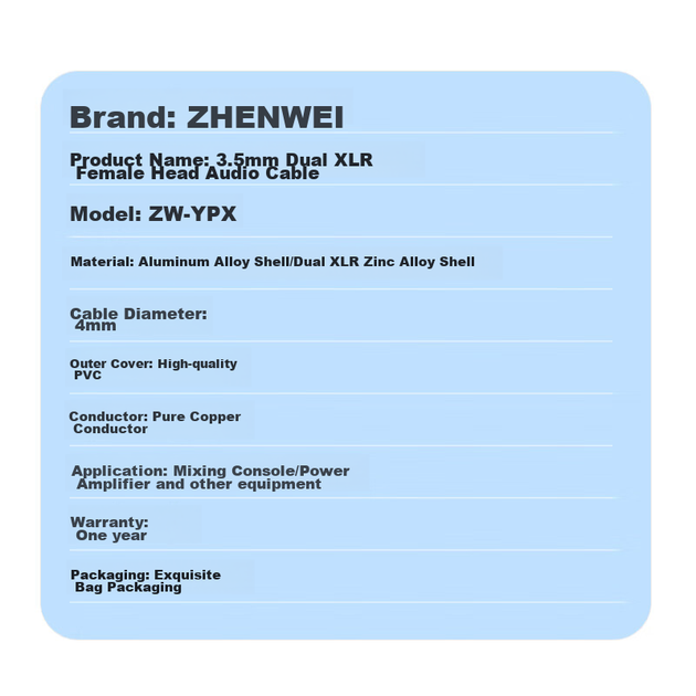 Аудиокабель ZHENWEI 3,5 мм — два разъема XLR «мама», кабель для подключения звуковой карты компьютера к колонкам (штекер XLR — гнездо XLR) для усилителя и микшера, 8 м. - изображение 8
