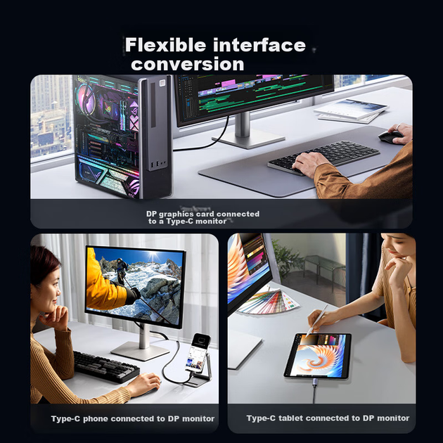 Кабель Ugreen 95708 DisplayPort - USB Type-C DisplayPort 1.4 8K 60 Гц 1 м - изображение 9