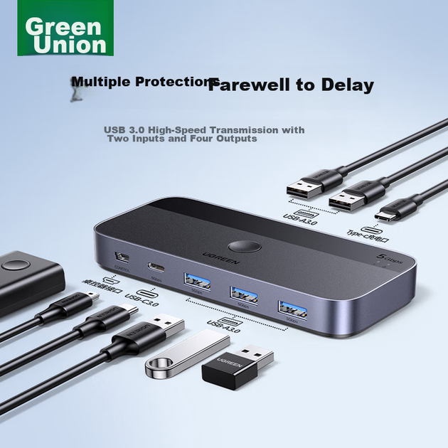 KVM-перемикач UGREEN 15705 4-портовий USB 3.0 - зображення 2